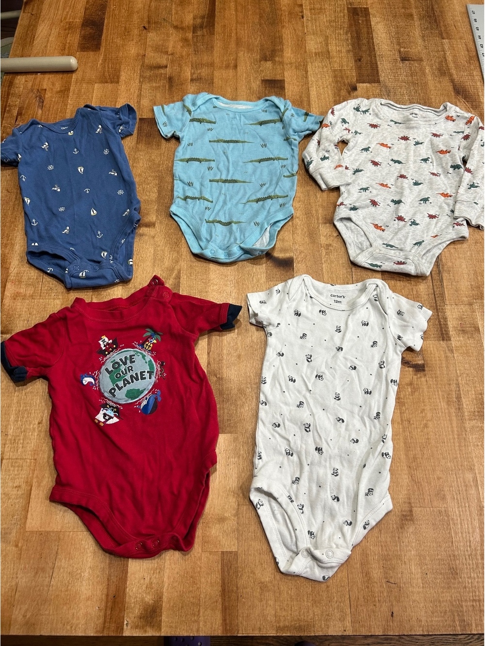 Set of 5 Baby boy Bodysuits Size 12 Months